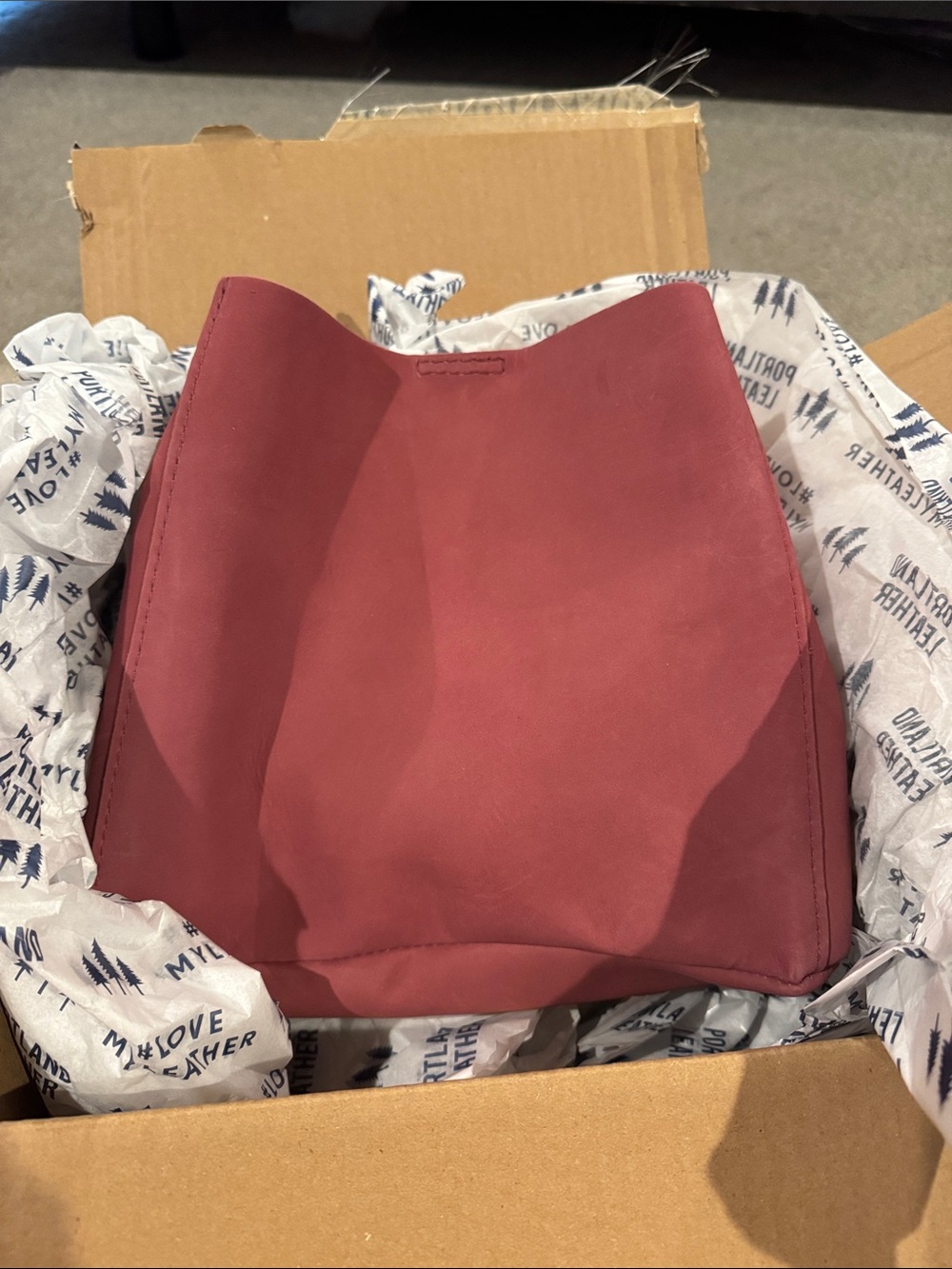 NWT Portland Leather Foxglove Butterfly Bucket Bag
